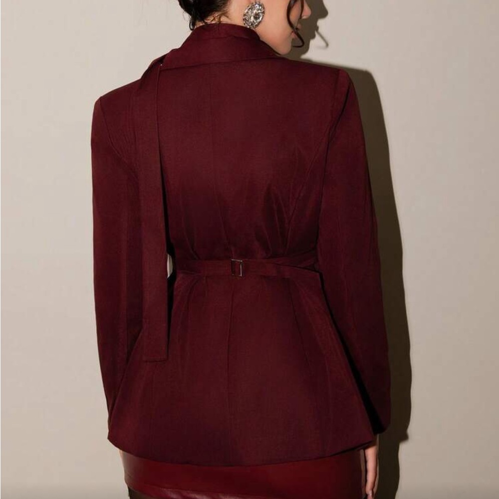 Missguided Wine Double-Breasted Blazer Dress - Picture 3 of 6